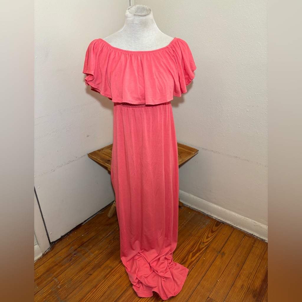 Pinkblush Ruffle Neckline Maxi Dress